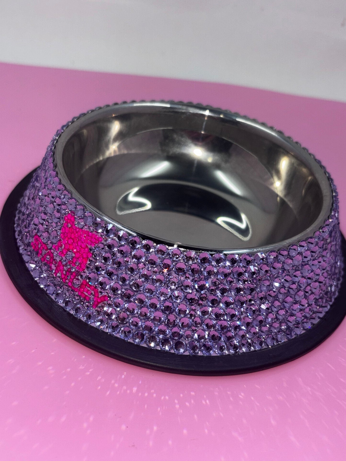 Custom Hand Rhinestoned Pet Bowl