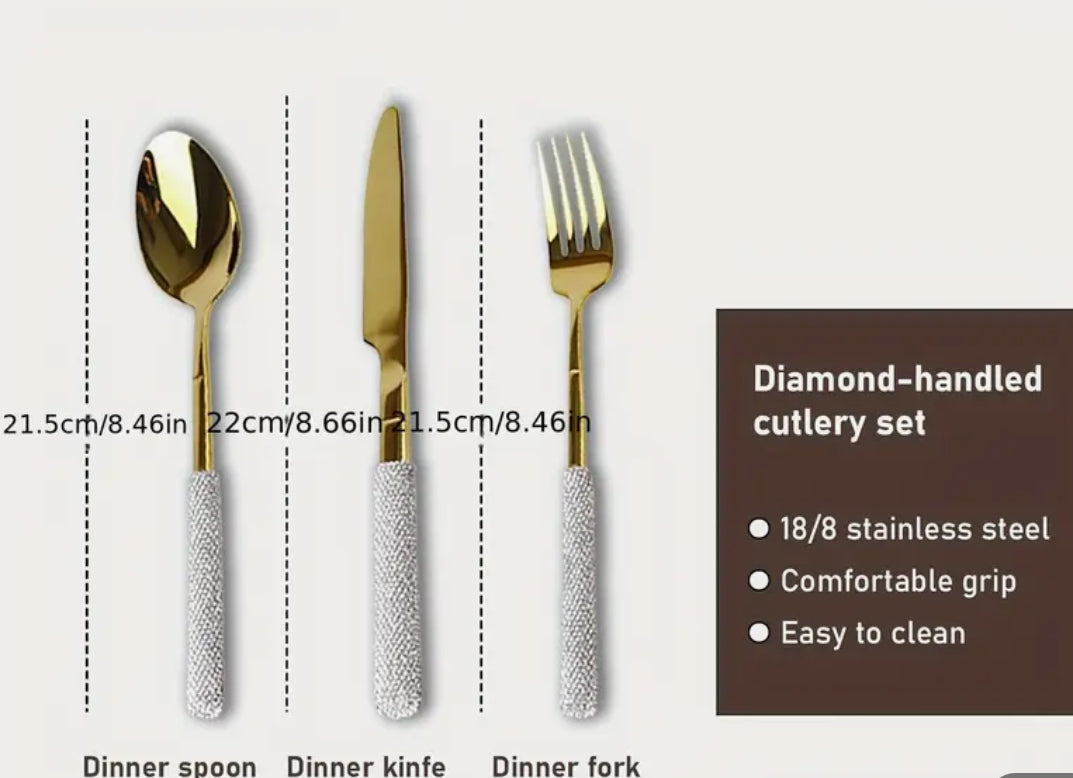 Elegant 3pcs Bling Silverware Set