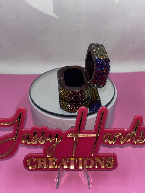 Hand Rhinestoned Ring Box/ Jewelry Box