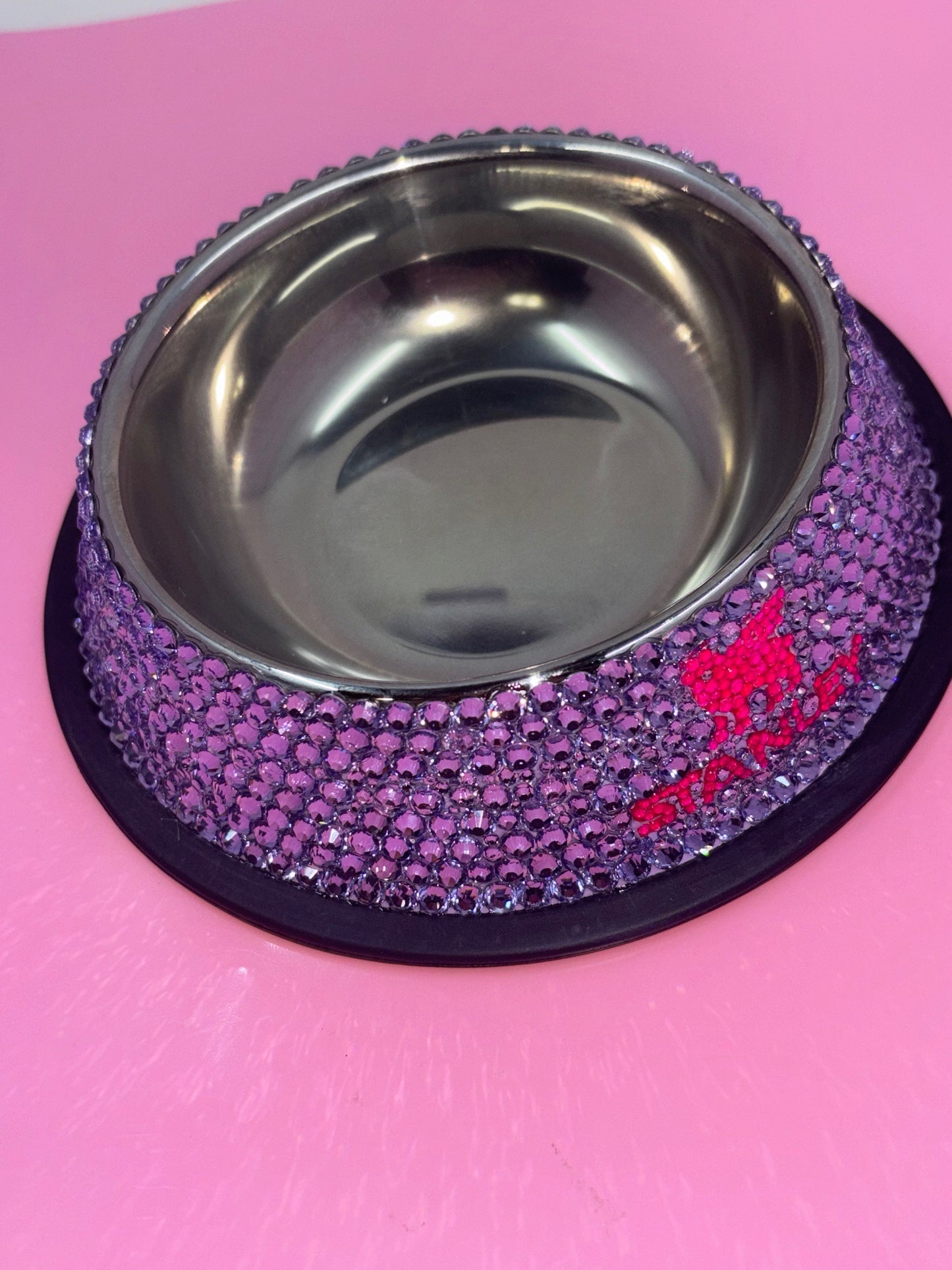 Custom Hand Rhinestoned Pet Bowl