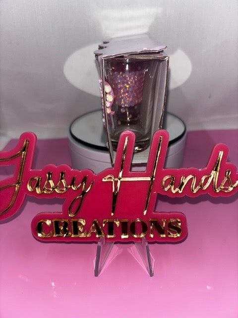 Hand rhinestoned Custom Shot glass set