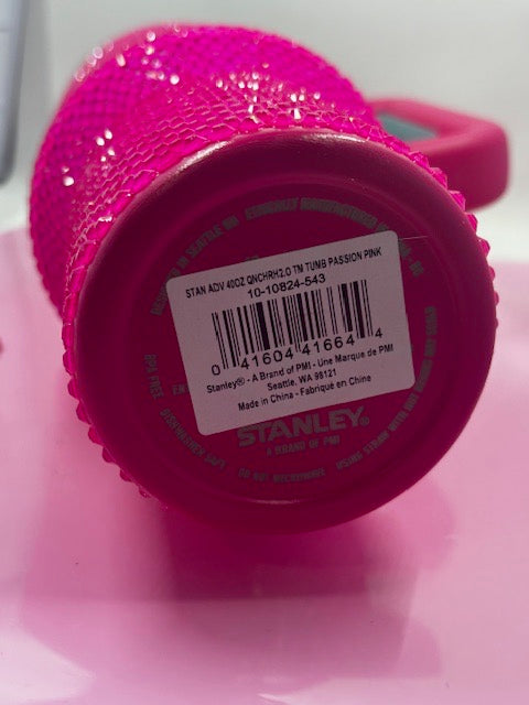 Elegant Hand Rhinestoned Pink 40 oz tumbler - includes lid and straw