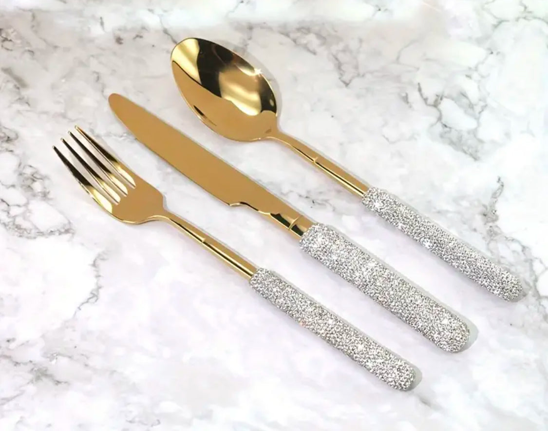Elegant 3pcs Bling Silverware Set