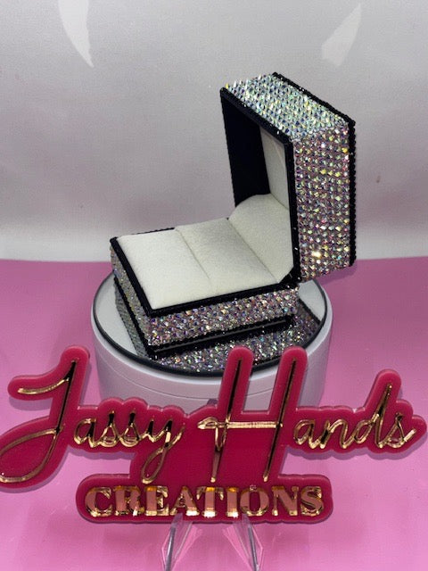 Hand Rhinestoned Ring Box/ Jewelry Box