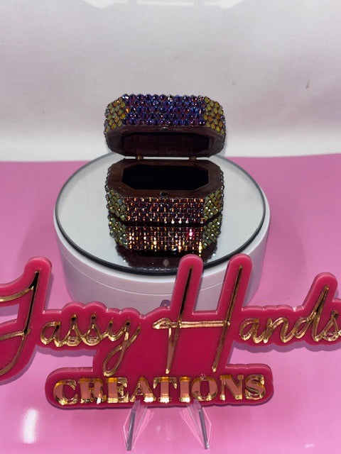 Hand Rhinestoned Ring Box/ Jewelry Box