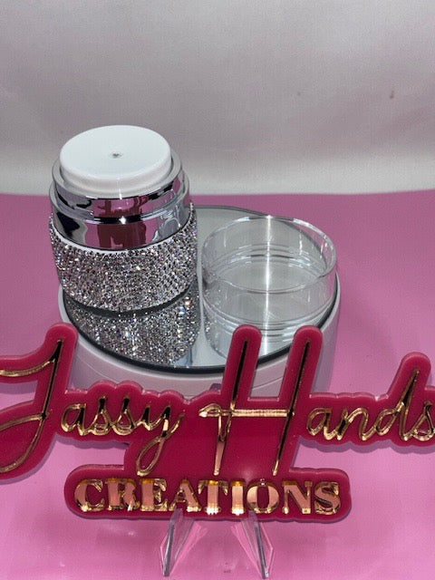 Elegant blinged airless pump refillable moisturizer bottle