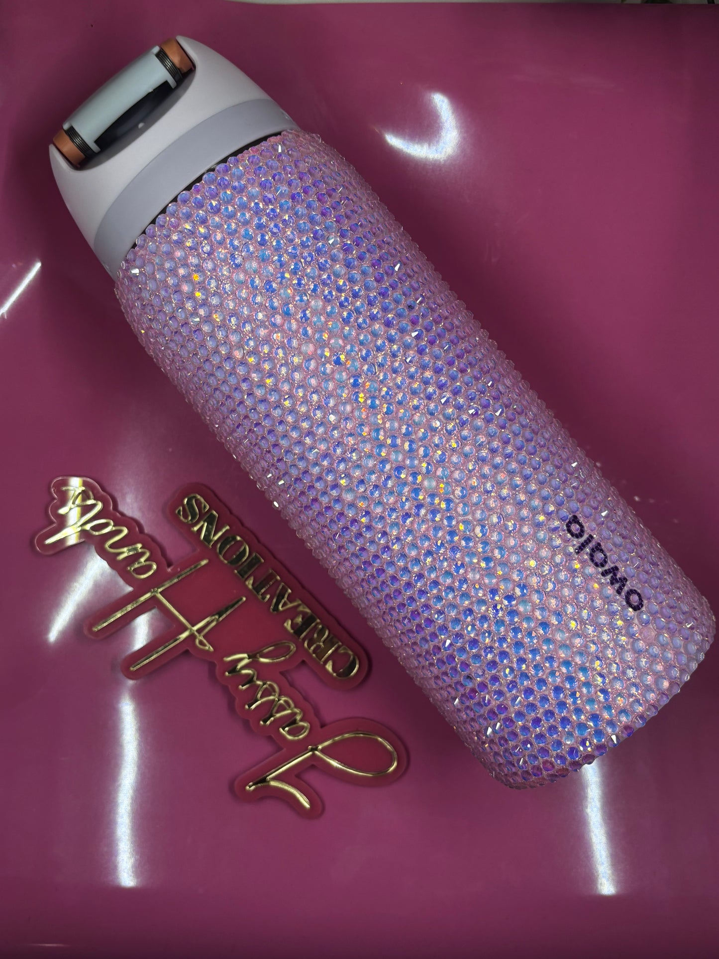 Blinged Pink Opal Owala 32 oz tumbler