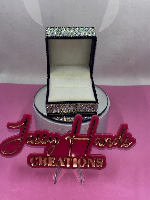 Hand Rhinestoned Ring Box/ Jewelry Box