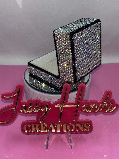 Hand Rhinestoned Ring Box/ Jewelry Box