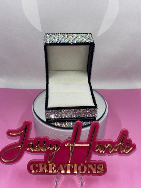 Hand Rhinestoned Ring Box/ Jewelry Box