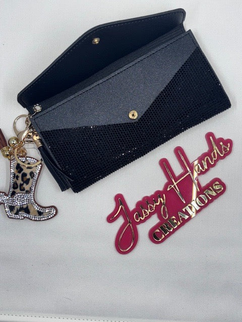 Elegant Blinged Black Wallet